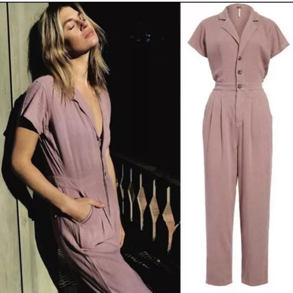 Free People Margot Jumpsuit in Mauve XS